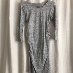 Gray Ruched Maternity Dress